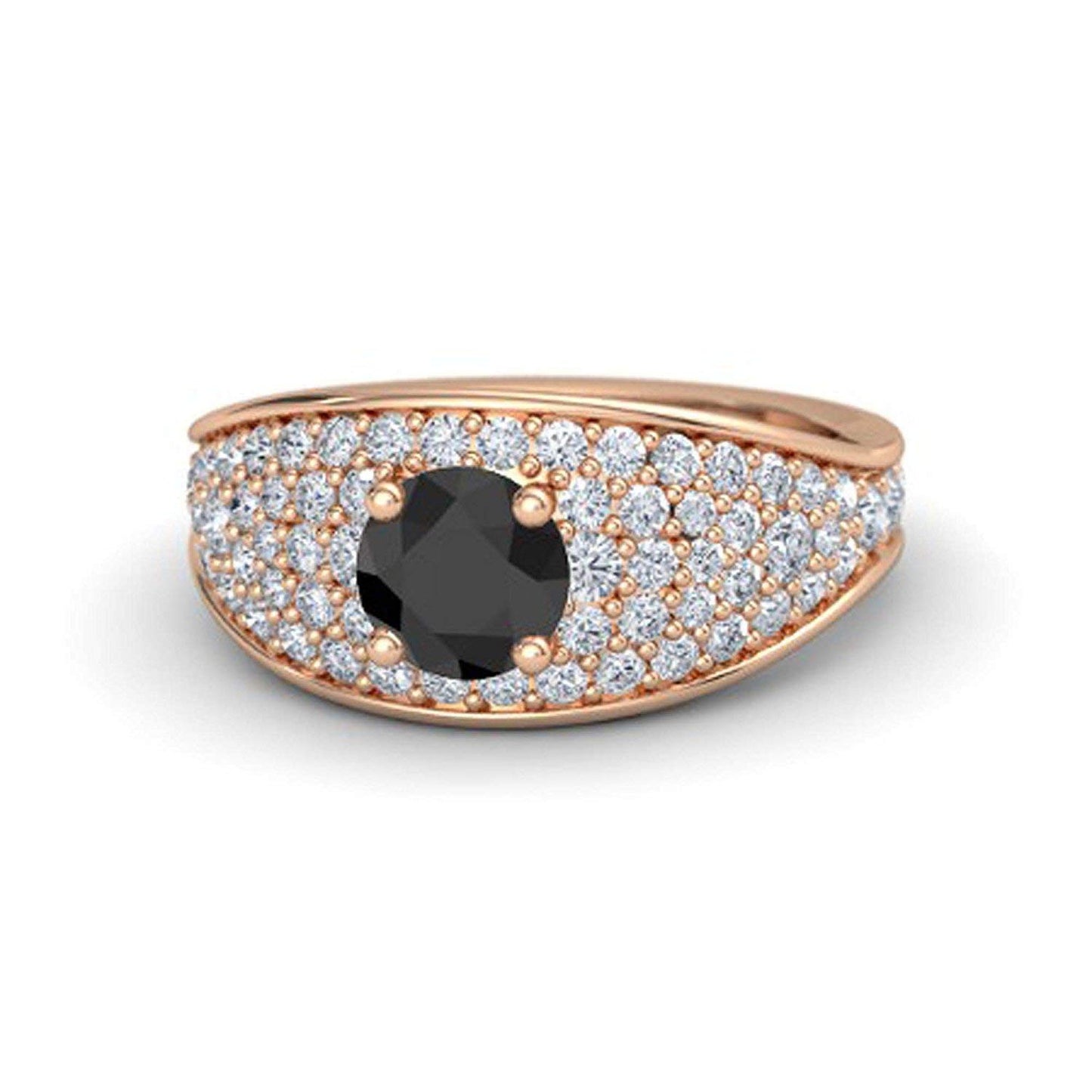 atjewels Round Cut Gemstone & White CZ 14k Rose Gold Over .925 Sterling Silver Solitaire w/ Accents Engagement Ring For Girl's and Women's For Navratri Special - atjewels.in