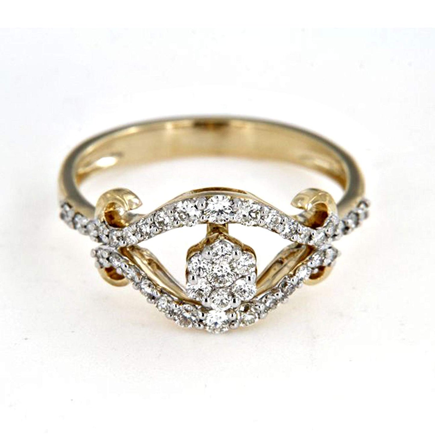 atjewels White Zirconia 14K Yellow Gold Plated on 925 Silver Women's Cluster Ring MOTHER'S DAY SPECIAL OFFER - atjewels.in