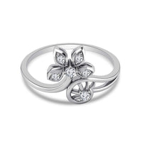 atjewels 14K White Gold on 925 Silver Round White Cubic Zirconia Bypass Flower Ring MOTHER'S DAY SPECIAL OFFER - atjewels.in