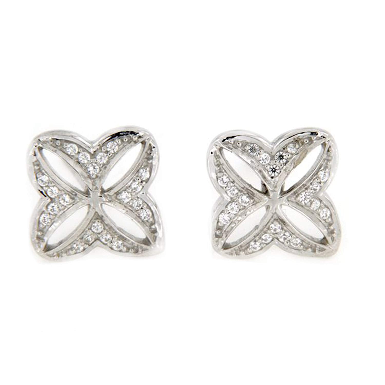 atjewels 18K White Gold Over 925 Sterling Siver White CZ Post Back Wedding Stud Earring MOTHER'S DAY SPECIAL OFFER - atjewels.in