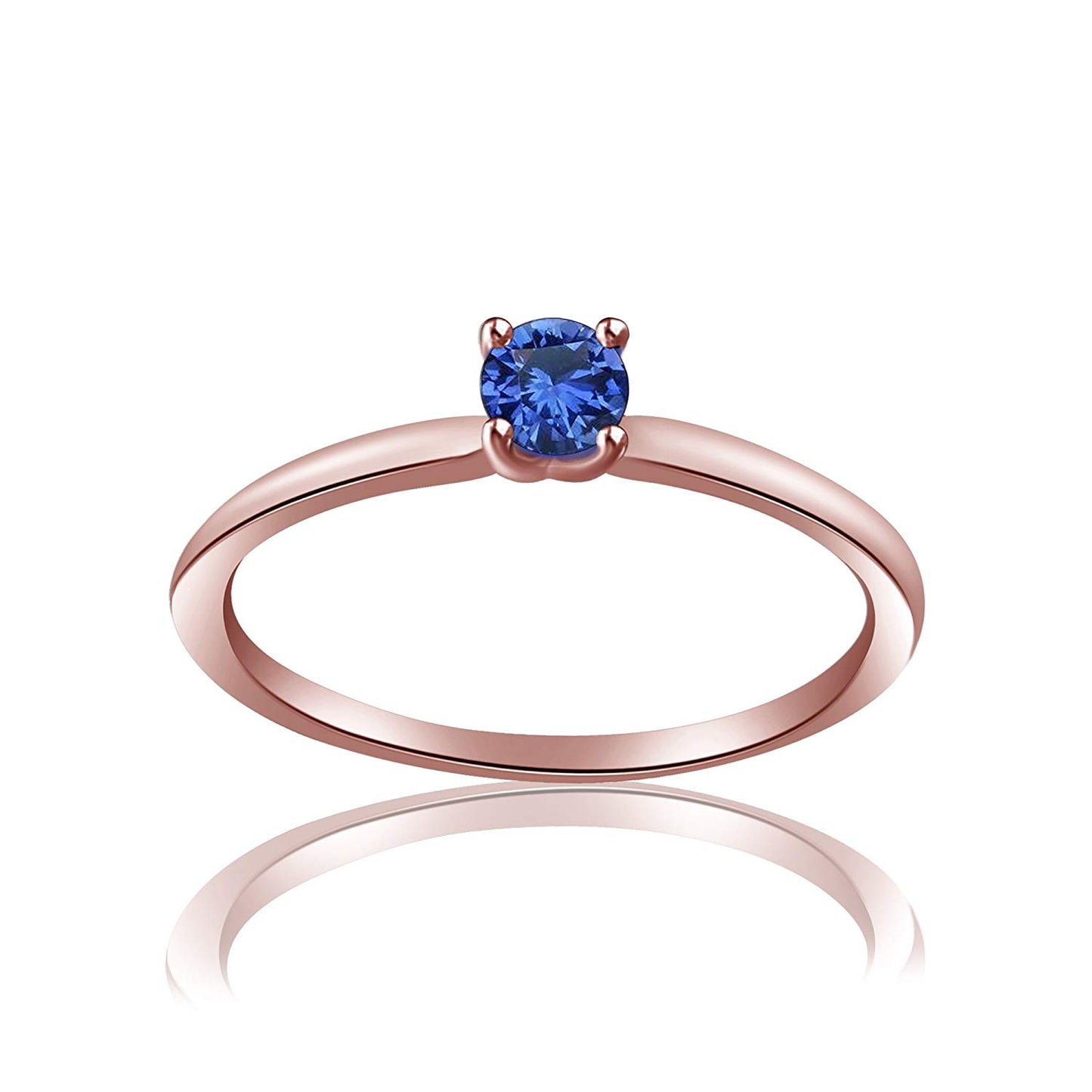 atjewels Blue Sapphire With 18K Rose Gold Over .925 Sterling Silver Solitaire Ring MOTHER'S DAY SPECIAL OFFER - atjewels.in
