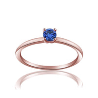 atjewels Blue Sapphire With 18K Rose Gold Over .925 Sterling Silver Solitaire Ring MOTHER'S DAY SPECIAL OFFER - atjewels.in