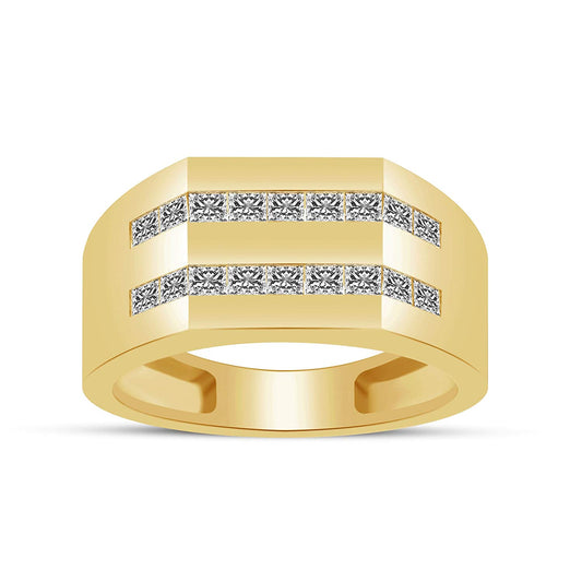 atjewels 18K Yellow Gold Over 925 Sterling Silver Princess Cut White CZ Wedding Band Ring MOTHER'S DAY SPECIAL OFFER - atjewels.in