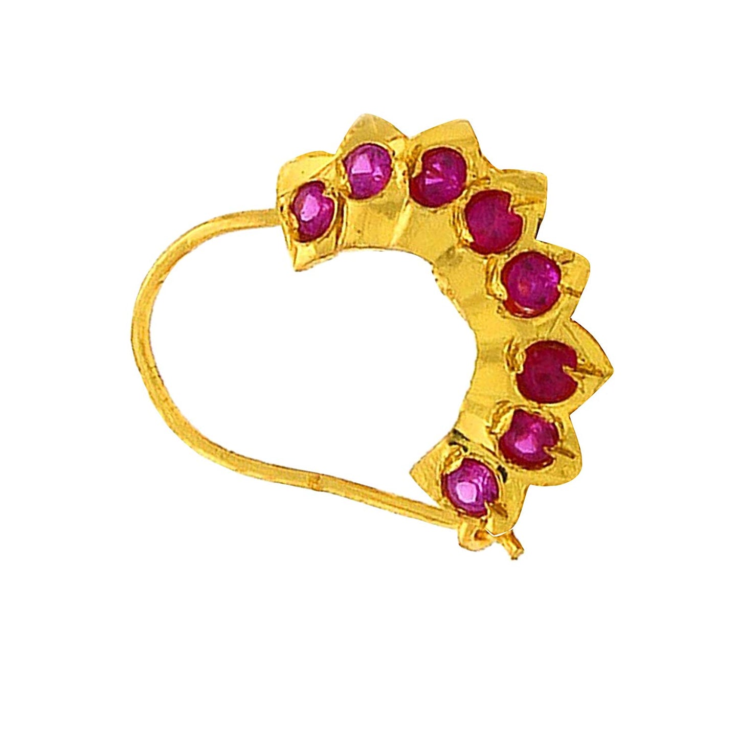 atjewels 14K Gold Plated .925 Sterling Silver With Pink Sapphire Maharashtrian Nath MOTHER'S DAY SPECIAL OFFER - atjewels.in