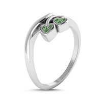 atjewels 18K White Gold On .925 Sterling Silver Green Emerald Bypass Ring for Women's MOTHER'S DAY SPECIAL OFFER - atjewels.in