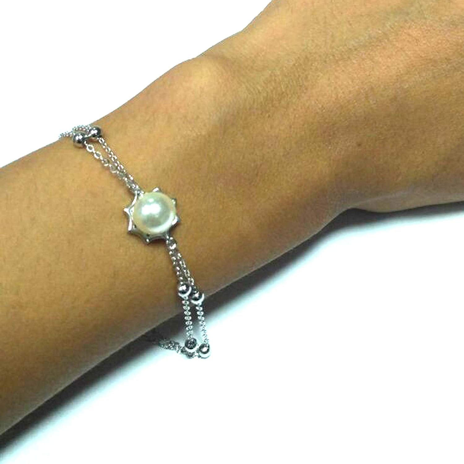 atjewels Round Cut White CZ .925 Sterling Silver 7.5"L Link Bracelet For Girl's And Women's For MOTHER'S DAY SPECIAL OFFER - atjewels.in