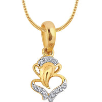 atjewels Ganesh Festival Special 14K Two Tone Gold Plated .925 Steling Silver Round Cut White Cubic Zirconia Without Chain Ganesh Pendant MOTHER'S DAY SPECIAL OFFER - atjewels.in