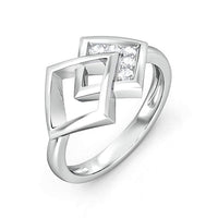 atjewels Special Christmas 14K White Gold Over 925 Silver Round White CZ Double Square Five Stone Ring (8) MOTHER'S DAY SPECIAL OFFER - atjewels.in