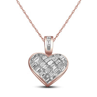 atjewels 18K Rose Gold On .925 Sterling Silver Radiant Cut White Diamond Heart Shape Pendant for Women's MOTHER'S DAY SPECIAL OFFER - atjewels.in
