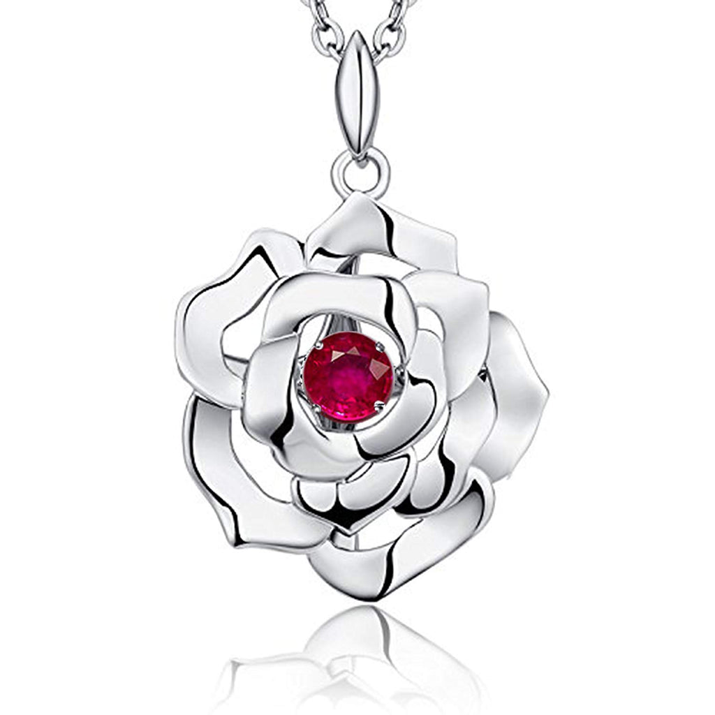 atjewels 925 Sterling Silver Round Cu Multi-Color Rose Flower Pendant For Women's & Girl's MOTHER'S DAY SPECIAL OFFER - atjewels.in