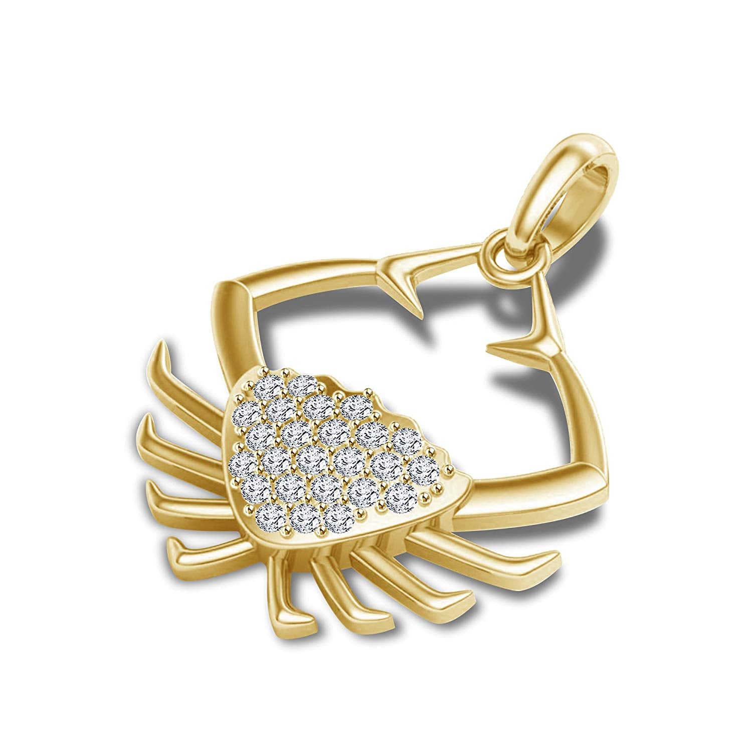 atjewels Sea Crab Pendant For Men's in 18K Yellow Gold On .925 Silver White CZ MOTHER'S DAY SPECIAL OFFER - atjewels.in
