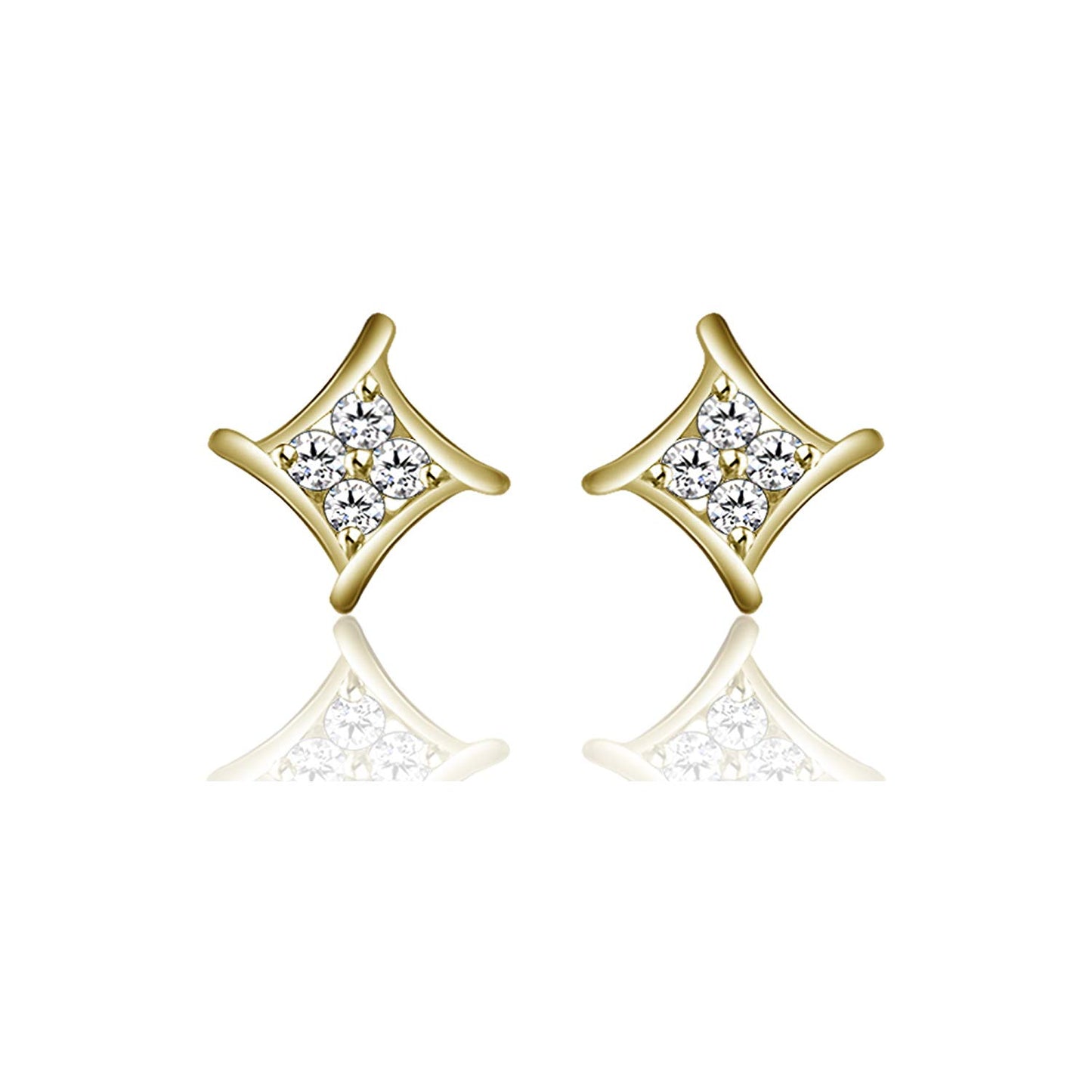 atjewels Stylish 18K Yellow Gold Over Sterling Silver Round Cut White CZ Stud Earrings MOTHER'S DAY SPECIAL OFFER - atjewels.in