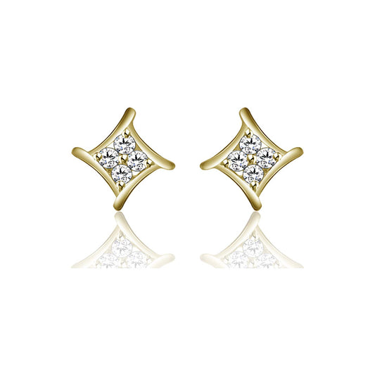 atjewels Stylish 18K Yellow Gold Over Sterling Silver Round Cut White CZ Stud Earrings MOTHER'S DAY SPECIAL OFFER - atjewels.in