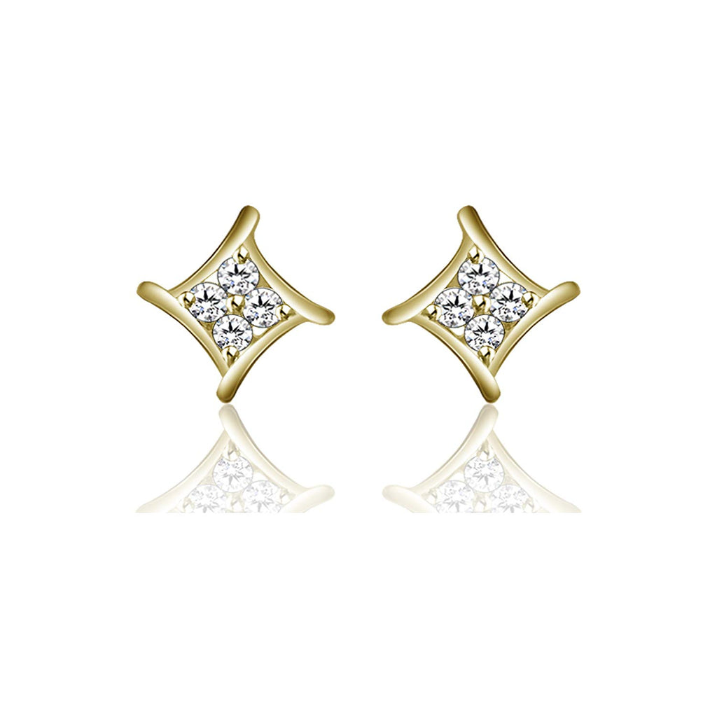 atjewels Stylish 18K Yellow Gold Over Sterling Silver Round Cut White CZ Stud Earrings MOTHER'S DAY SPECIAL OFFER - atjewels.in