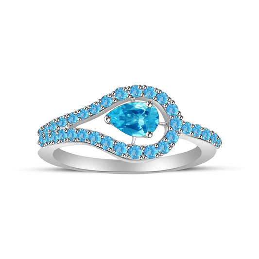 atjewels 14K White Gold Over .925 Sterling Silver Aquamarine Engagement & Wedding Ring US 7 MOTHER'S DAY SPECIAL OFFER - atjewels.in