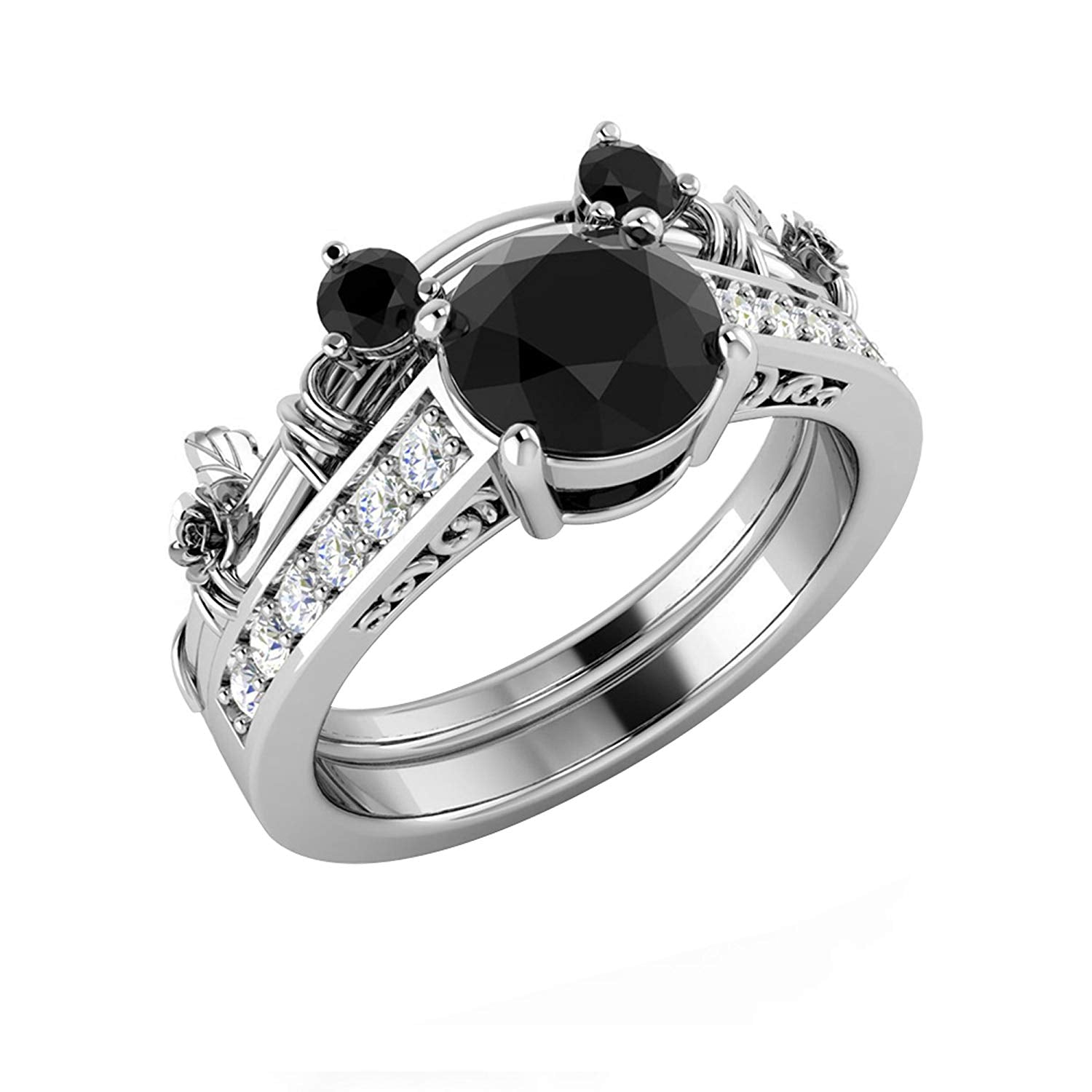 atjewels 14K White Gold Over 925 Sterling Round Diamond Mickey Mouse Party Jewelry Set MOTHER'S DAY SPECIAL OFFER - atjewels.in