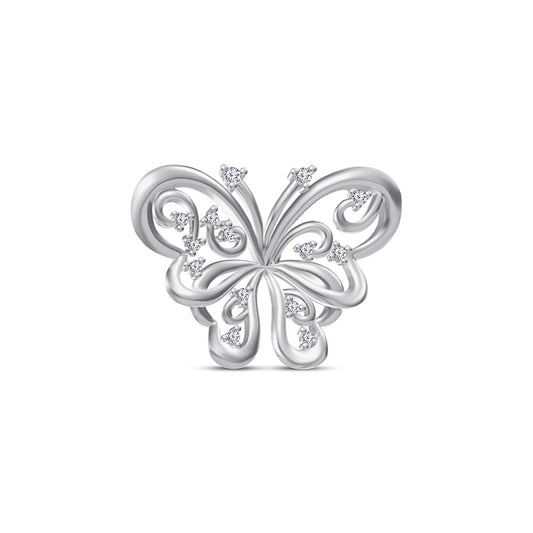 atjewels 18K White Gold Over 925 Sterling Round White CZ Butterfly Pendant MOTHER'S DAY SPECIAL OFFER - atjewels.in