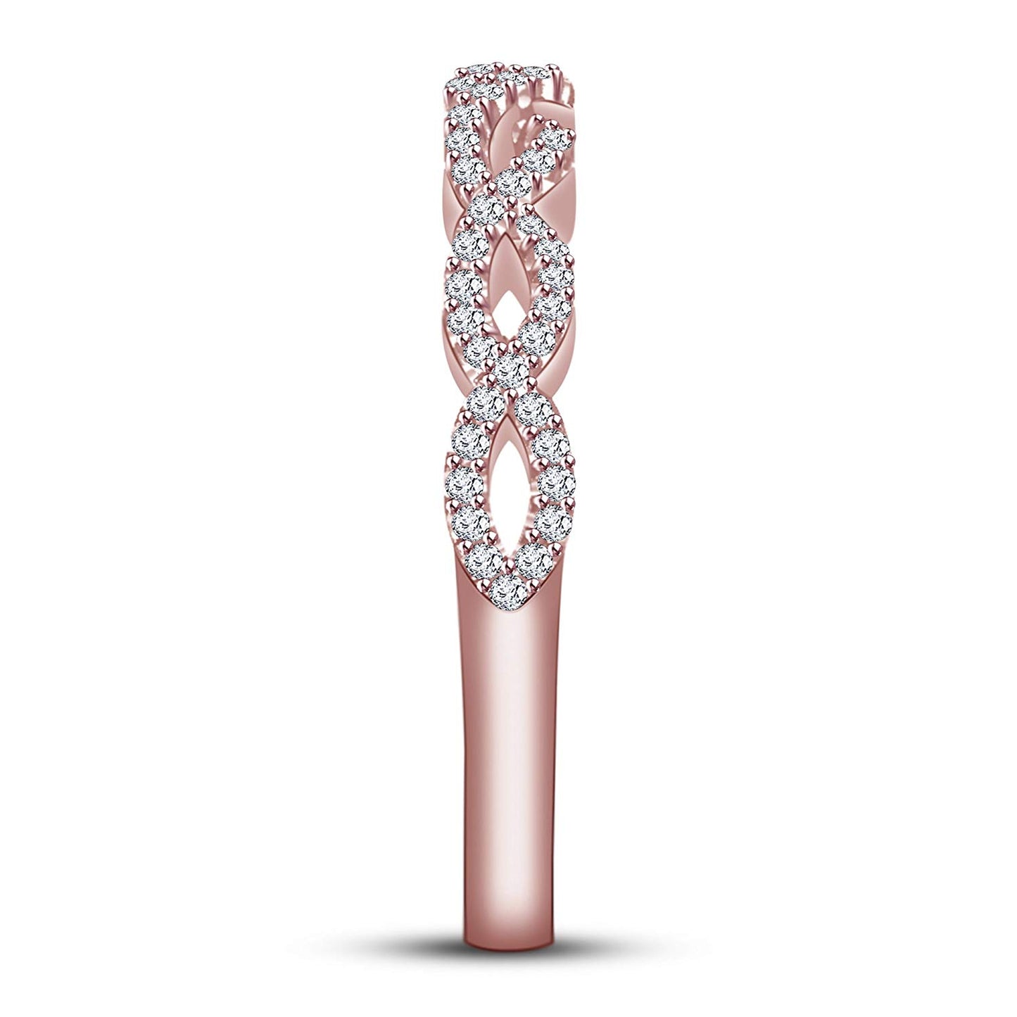 0.51 CT 14K Rose Gold Over 925 Sterling Silver Round Cut White Cubic Zircon Diamond Infinity Band Engagement Wedding Ring for Women's - atjewels.in