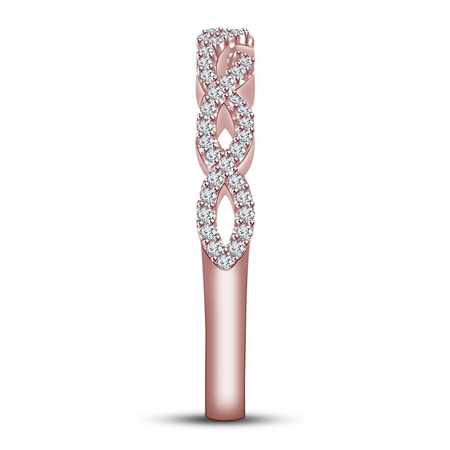 0.51 CT 14K Rose Gold Over 925 Sterling Silver Round Cut White Cubic Zircon Diamond Infinity Band Engagement Wedding Ring for Women's - atjewels.in