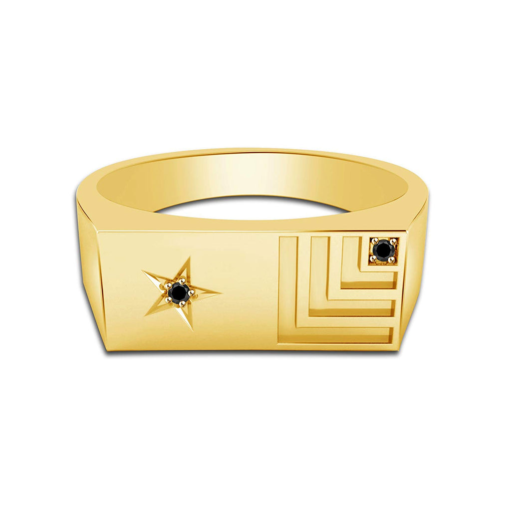 atjewels Round Black CZ 14K Yellow Gold Plated on 925 Sterling Silver Star Band Ring MOTHER'S DAY SPECIAL OFFER - atjewels.in