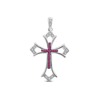 atjewels 14K Gold Over 925 Sterling Silver Round White and Pink Sapphire Cross Pendant Without Chain (White Gold Plated) MOTHER'S DAY SPECIAL OFFER - atjewels.in