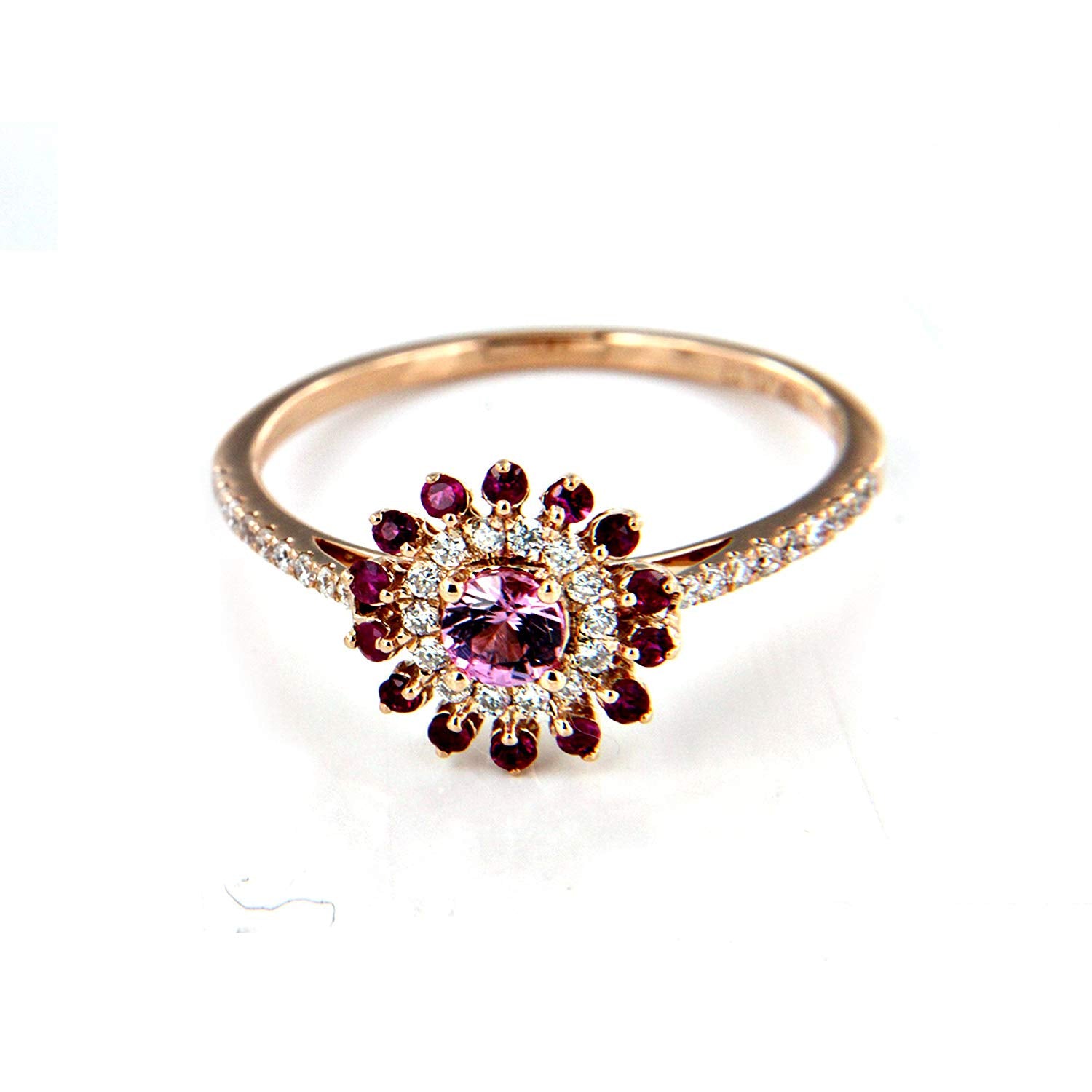 Solid .925 Sterling Silver Round Cut Blue Sapphire & White CZ Flower Ring For Free Shipping - atjewels.in
