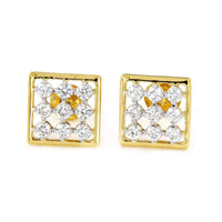 atjewels 14K Yellow Gold On 925 Silver Square Pendant and Earrings Set MOTHER'S DAY SPECIAL OFFER - atjewels.in