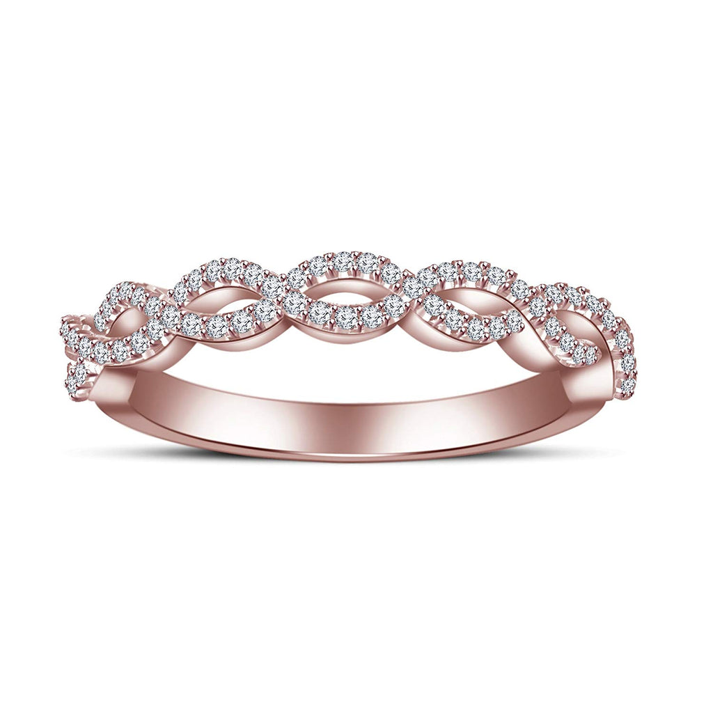 atjewels 0.51CT 14K Rose Gold Over .925 Sterling Silver White Zircon Infinity Band Ring 6 MOTHER'S DAY SPECIAL OFFER - atjewels.in