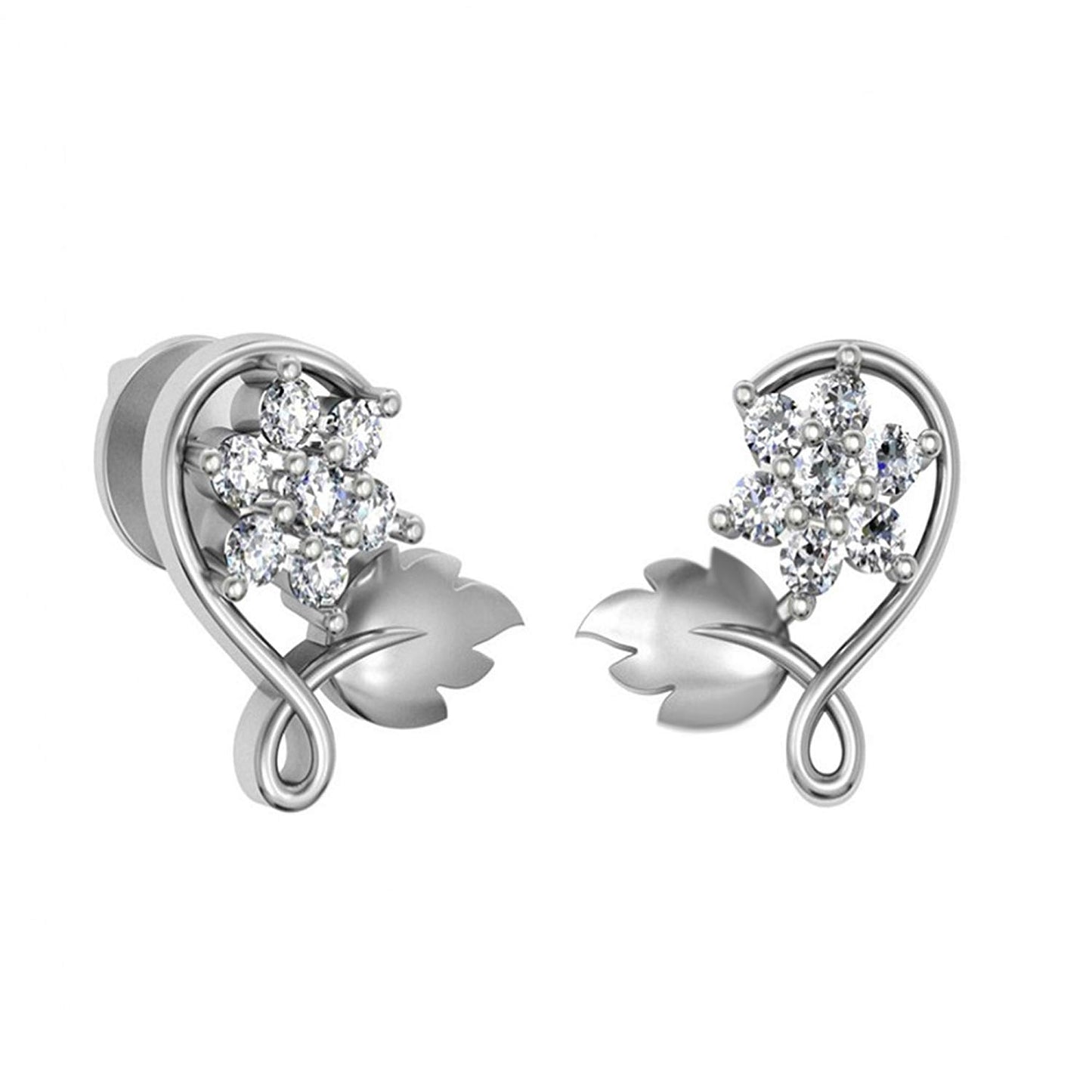 atjewels 18K Yellow Gold Over Sterling Round White CZ New Stylish Stud Earrings MOTHER'S DAY SPECIAL OFFER - atjewels.in