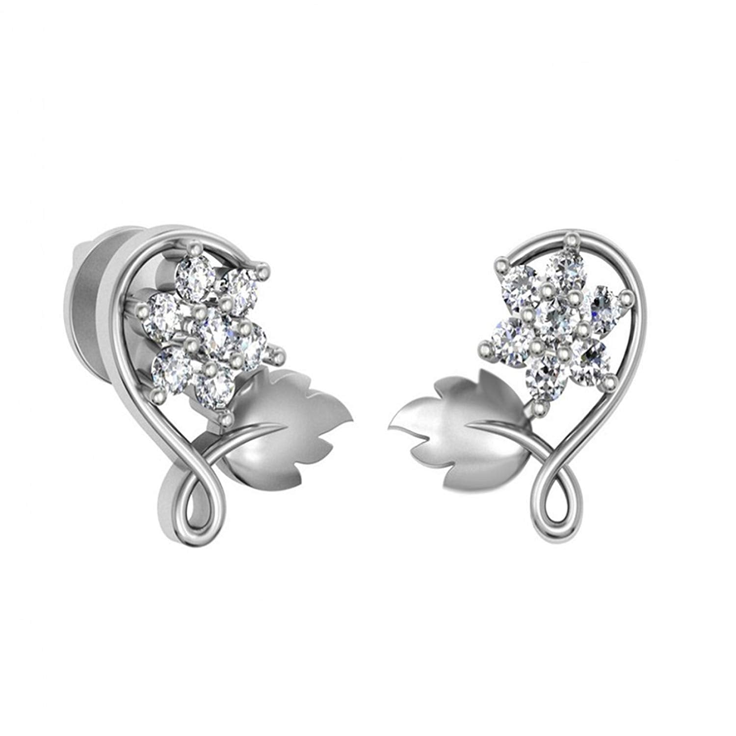 atjewels 18K Yellow Gold Over Sterling Round White CZ New Stylish Stud Earrings MOTHER'S DAY SPECIAL OFFER - atjewels.in
