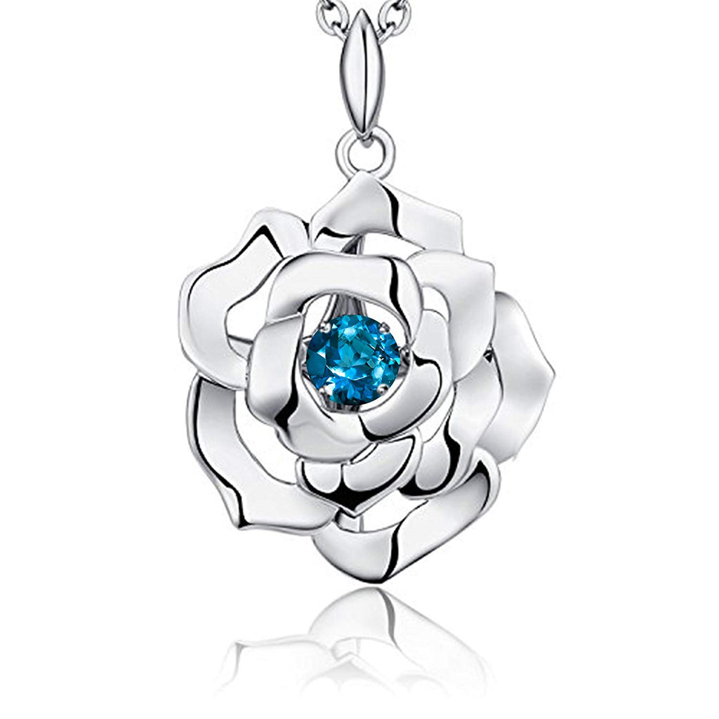 atjewels 925 Sterling Silver Round Cu Multi-Color Rose Flower Pendant For Women's & Girl's MOTHER'S DAY SPECIAL OFFER - atjewels.in