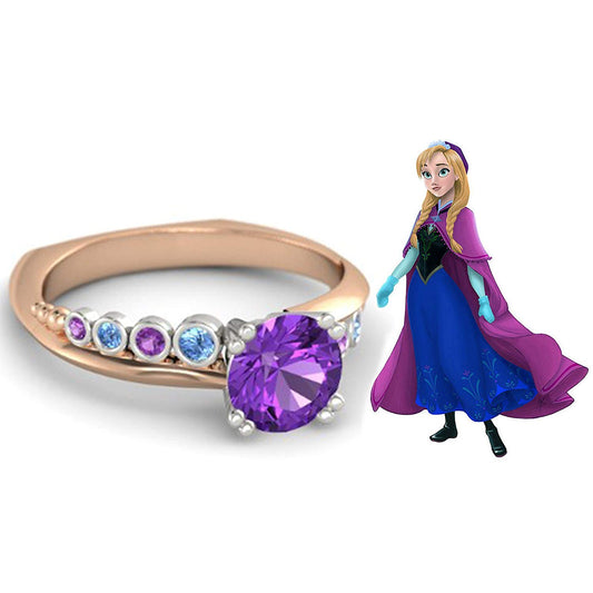925 Sterling Silver Multicolor Zirconia Disney Princess Engagement Ring For Women's - atjewels.in