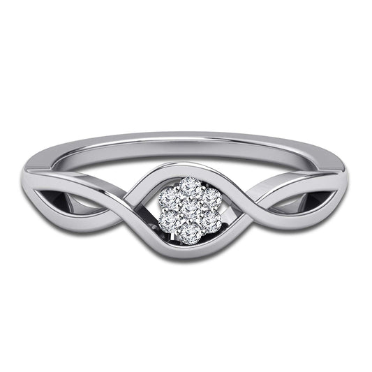 atjewels 14K White Gold Over Sterling Round White CZ in Prong set Cluster Ring for Women's MOTHER'S DAY SPECIAL OFFER - atjewels.in