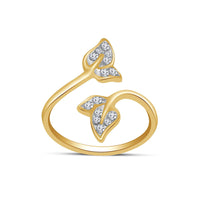 atjewels Yellow Gold Over 925 Silver Round White CZ Leaf ToeRing Available In Pair - atjewels.in