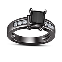 atjewels Black & White CZ 18K Black Gold Over .925 Sterling Silver Wedding Ring Size US 7 MOTHER'S DAY SPECIAL OFFER - atjewels.in