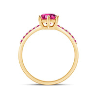 atjewels 18K Yellow Gold Over 925 Sterling Silver Round Pink Sapphire Solitaire with Accent Ring MOTHER'S DAY SPECIAL OFFER - atjewels.in