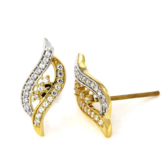 atjewels Women's White CZ Engagement Stud Earrings in 18k Yellow Gold Over 925 Sterling Silver MOTHER'S DAY SPECIAL OFFER - atjewels.in