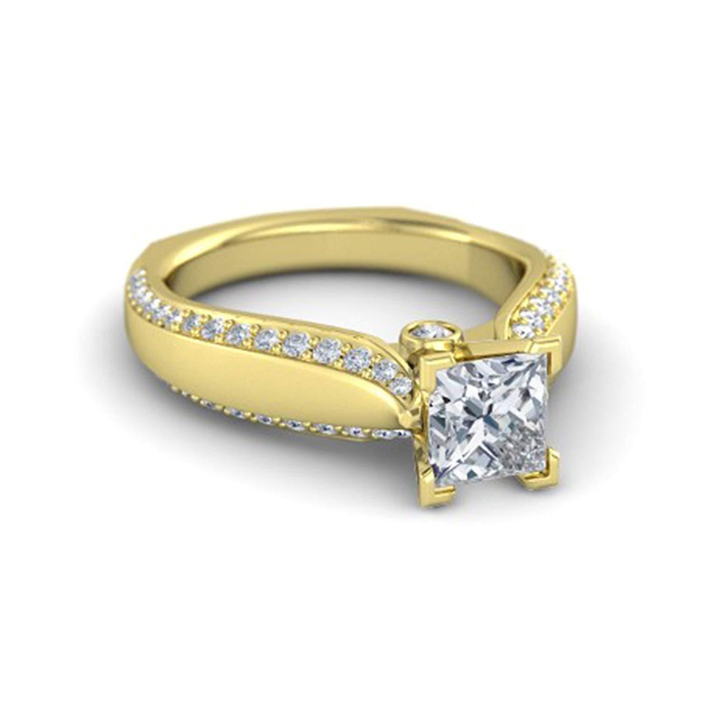 atjewels White Simulated Diamond Yellow Gold Plated 925 Sterling Silver  Princess J Ring MOTHER'S DAY SPECIAL OFFER - atjewels.in