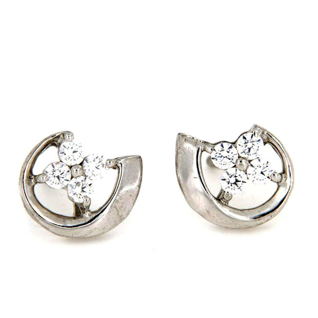 atjewels White CZ Stud Earrings in 18k White Gold Over 925 Sterling Silver MOTHER'S DAY SPECIAL OFFER - atjewels.in