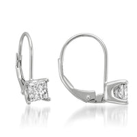 atjewels 14k White Gold Over .925 Silver Princess White Cubic Zirconia Women's Lever Back Earrings MOTHER'S DAY SPECIAL OFFER - atjewels.in