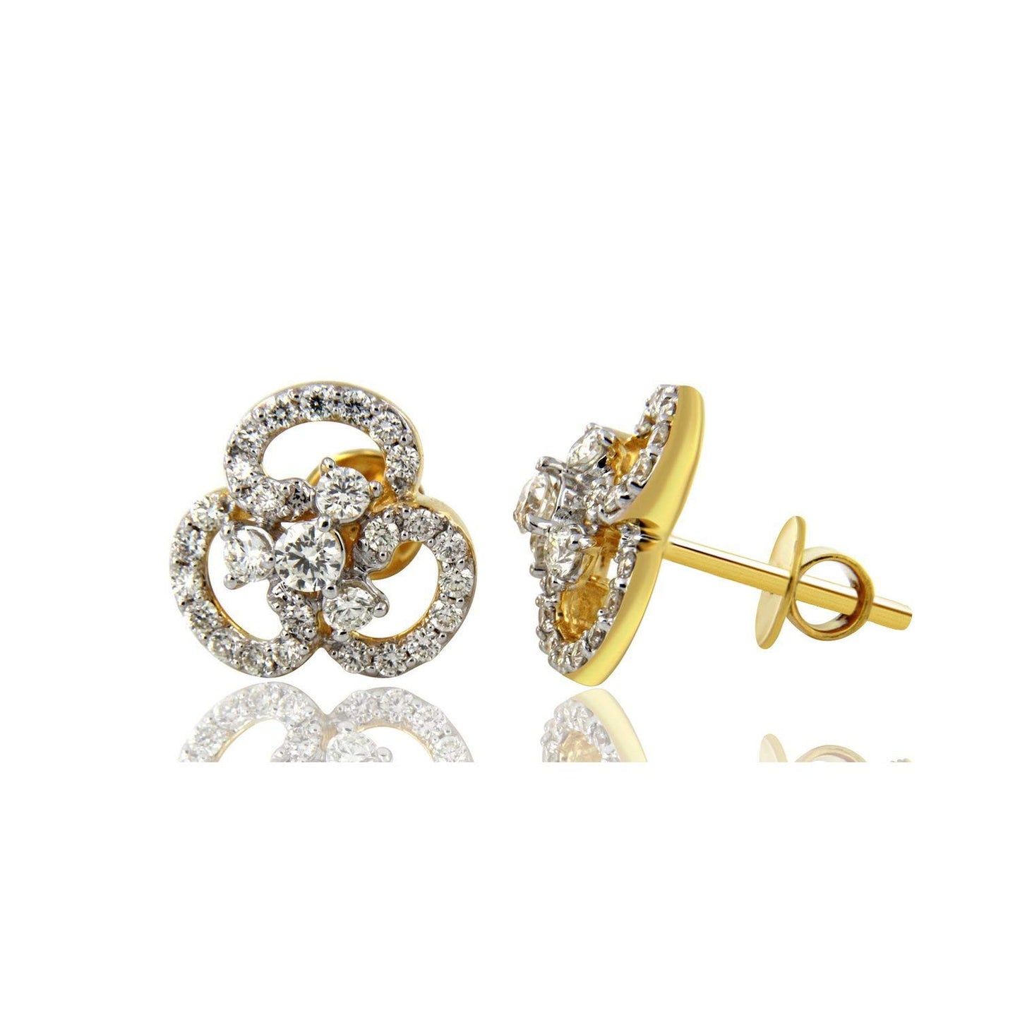 atjewels 18k Yellow Gold Over .925 Sterling Silver White CZ Round Cut Engagement Stud Earrings MOTHER'S DAY SPECIAL OFFER - atjewels.in