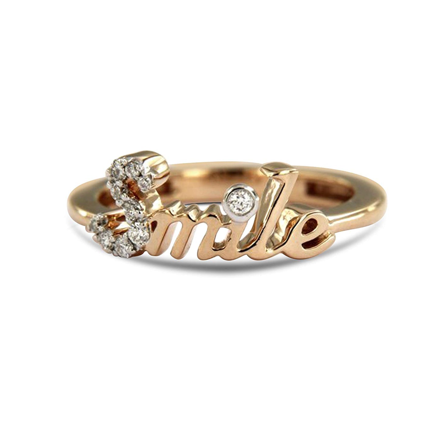 athewels 14K Rose Gold Plated on 925 Sterling Silver with White Round Zirconia Smile Ring For Unisex MOTHER'S DAY SPECIAL OFFER - atjewels.in