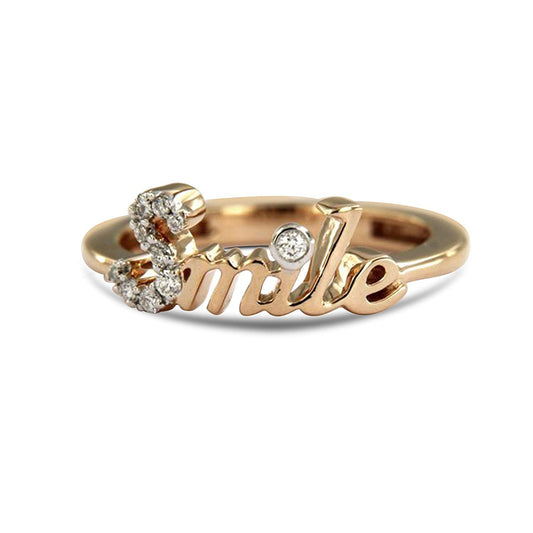 athewels 14K Rose Gold Plated on 925 Sterling Silver with White Round Zirconia Smile Ring For Unisex MOTHER'S DAY SPECIAL OFFER - atjewels.in