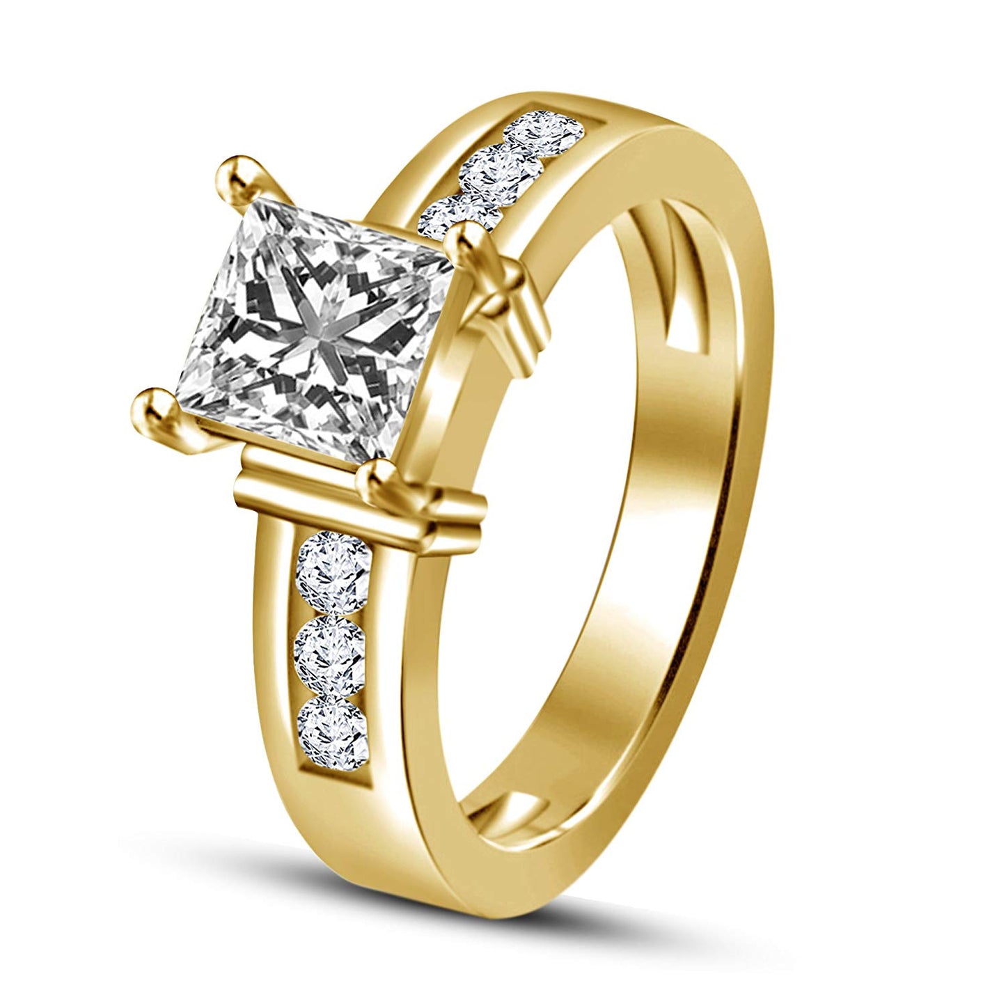 atjewels White CZ 18K Yellow Gold Over .925 Sterling Silver Engagement Ring For Women's MOTHER'S DAY SPECIAL OFFER - atjewels.in