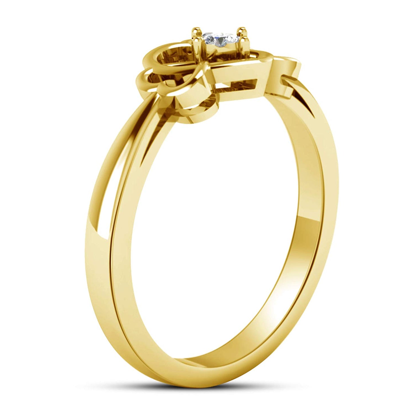Fabulous gift for your loved one atjewels 18K Yellow Gold Over 925 Sterling Silver Heart Promise Ring For Women's MOTHER'S DAY SPECIAL OFFER - atjewels.in