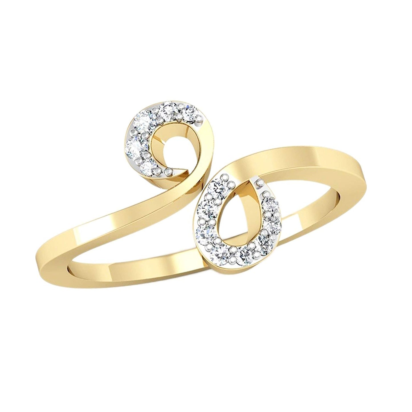 atjewels 14K Yellow Gold Over 925 Sterling Silver Round White Zirconia Bypass Ring For Women's MOTHER'S DAY SPECIAL OFFER - atjewels.in