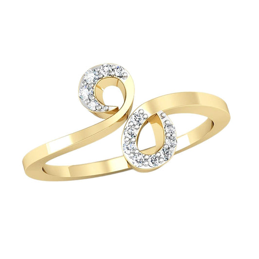 atjewels 14K Yellow Gold Over 925 Sterling Silver Round White Zirconia Bypass Ring For Women's MOTHER'S DAY SPECIAL OFFER - atjewels.in