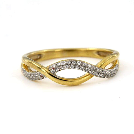 atjewels 18K Twotone Gold Over .925 Sterling White CZ Criss Cross Wedding Ring MOTHER'S DAY SPECIAL OFFER - atjewels.in