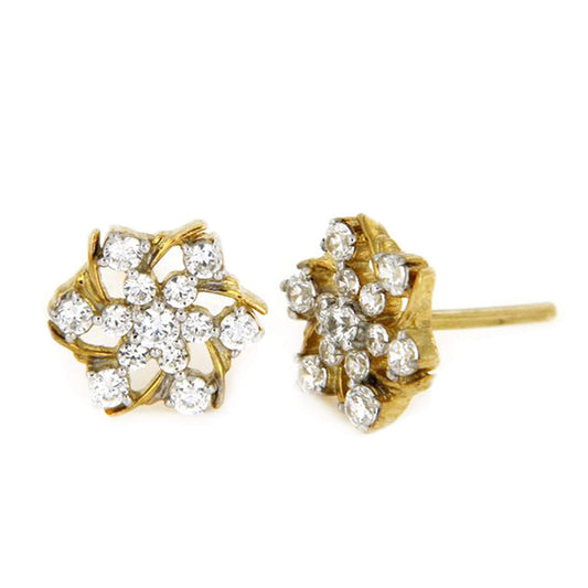 atjewels 18k Yellow Gold Plated 925 Sterling Silver Round White CZ Wedding Stud Earrings MOTHER'S DAY SPECIAL OFFER - atjewels.in