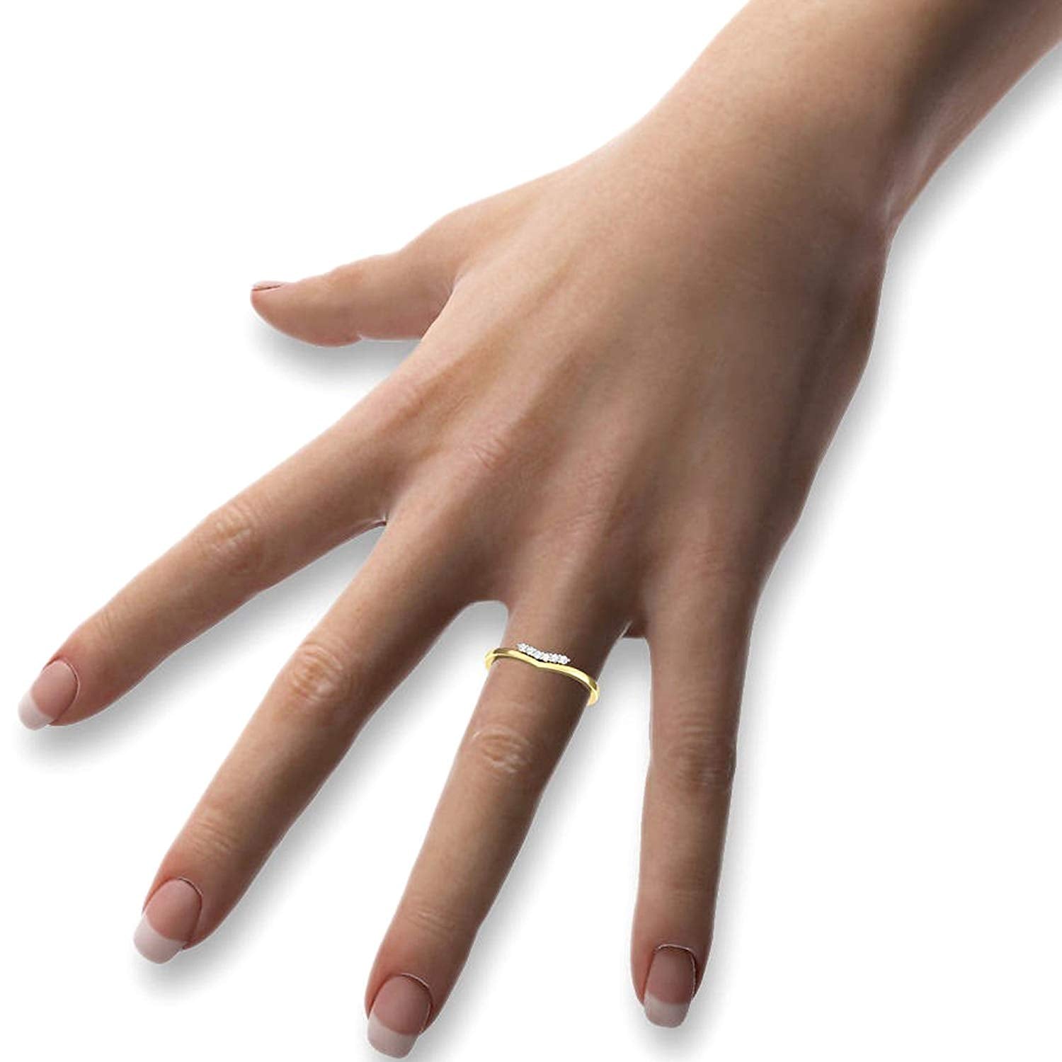 atjewels 14K Yellow and White Gold Over 925 Sterling Silver Round White Zirconia Engagement Ring MOTHER'S DAY SPECIAL OFFER - atjewels.in